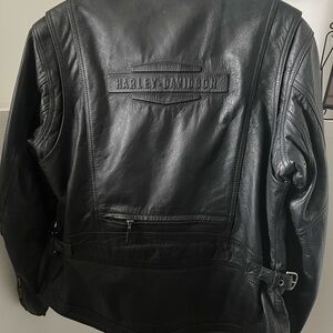 Harley-Davidson Leather Black Bomber Jacket with Glossy Finish- Make an offer!